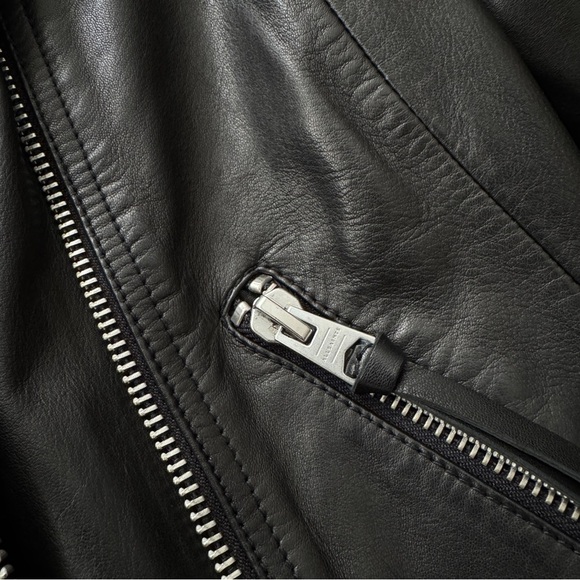 All Saints Dalby Leather Biker Jacket Size 4 - Picture 5 of 16